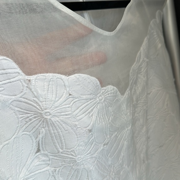 Rena Lange white dress, cotton lace and organza, size 10 - Picture 7 of 9